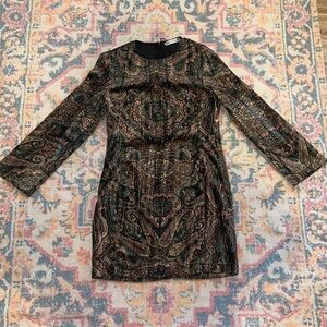 Velvet Paisley Long Sleeve Dress